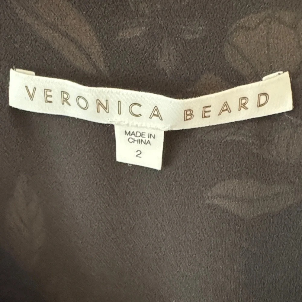 Veronica Beard Polly Floral Print Top 2 Silk Flutter Sleeve Button Vneck Black - Picture 5 of 6